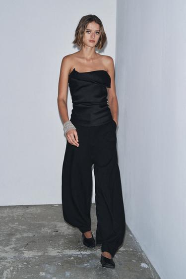 STRAPLESS TOP ZW COLLECTION LIMITED EDITION - Zwart van Zara