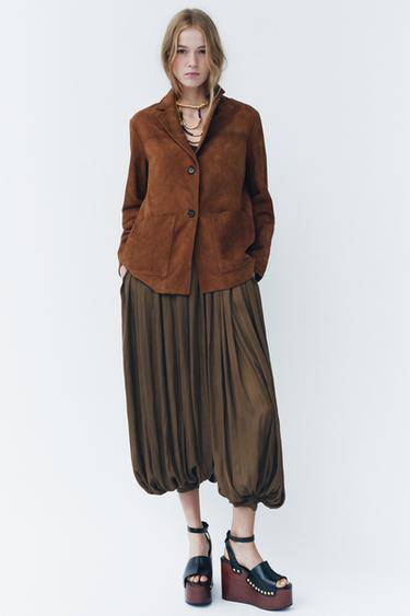 ZW COLLECTION LIMITED EDITION 100% SUEDE OVERSIZE BLAZER - camel by Zara