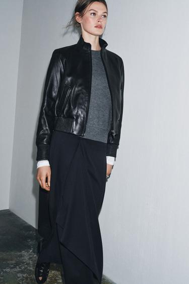BLOUSON BOMBER EN CUIR ZW COLLECTION LIMITED EDITION - Noir de Zara - Image 4