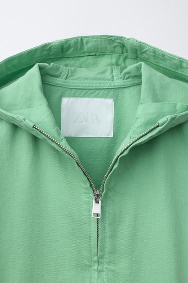BLOUSON CAPUCHE ÉTIQUETTE - Vert de Zara - Image 2