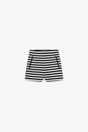 HIGH-WAIST BERMUDA SHORTS - striped by Zara