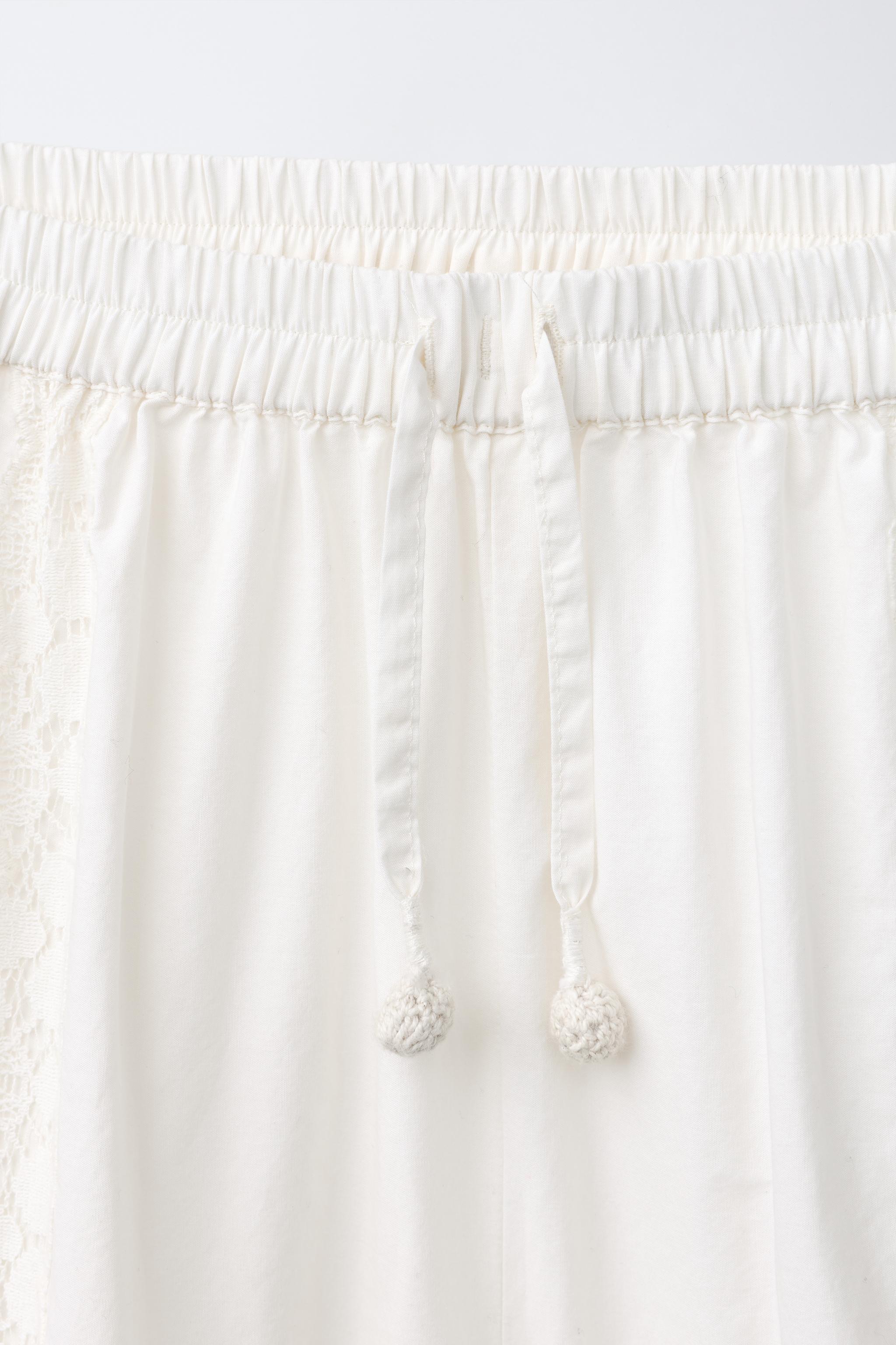 PANTALON BOUFFANT BRODERIE EN DENTELLE