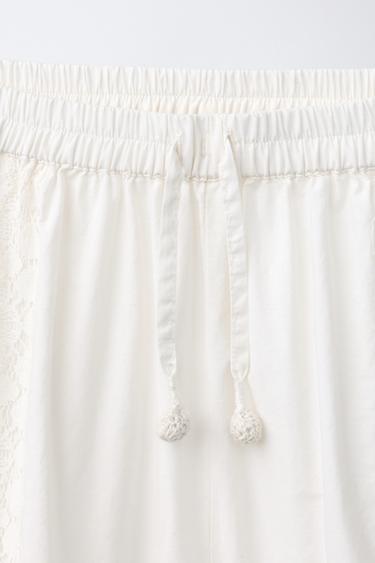EMBROIDERED LACE SAROUEL TROUSERS - Oyster-white by Zara - Image 2