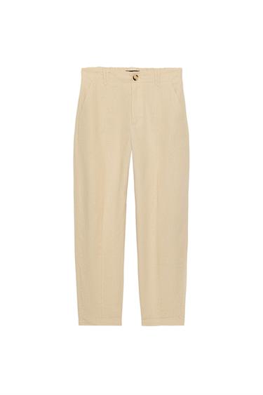 PANTALÓN CARROT NERVIO CON LINO - Arena de Zara