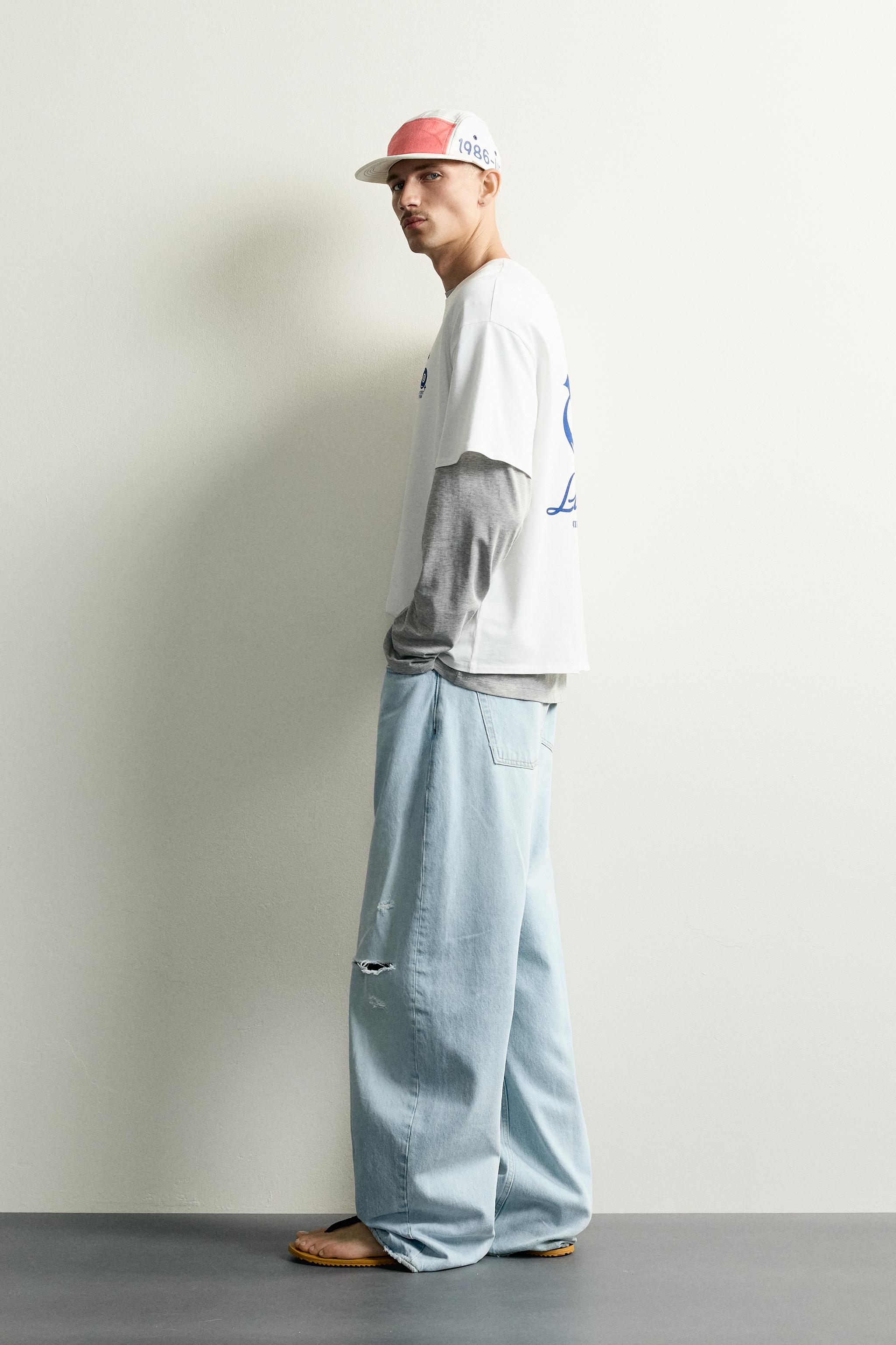 Мужские футболки Zara CONTRAST GRAPHIC RELAXED FIT T-SHIRT — фото 4