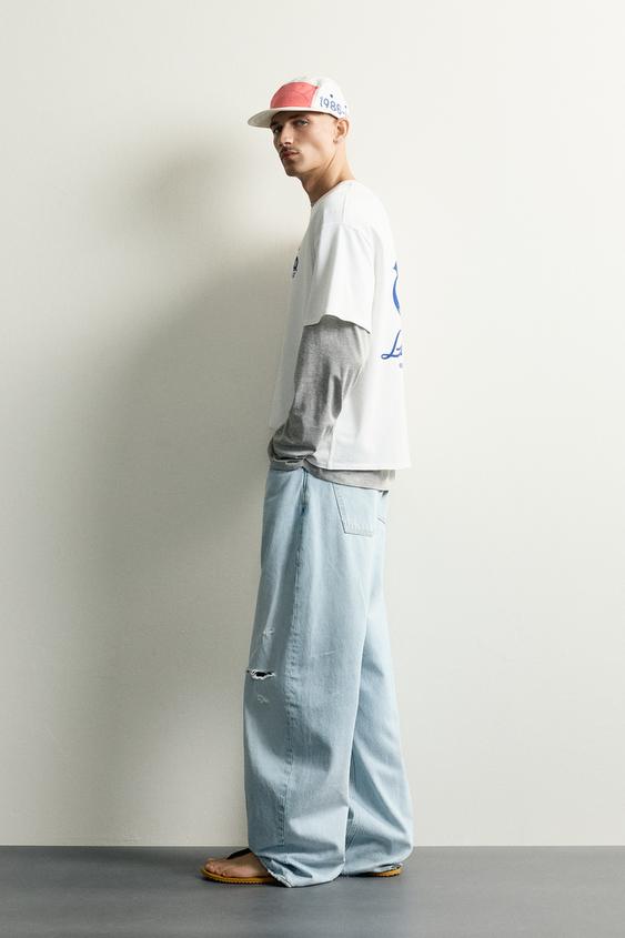 T-SHIRT RELAXED FIT À IMPRIMÉS CONTRASTÉS - Blanc cassé de Zara - Image 3