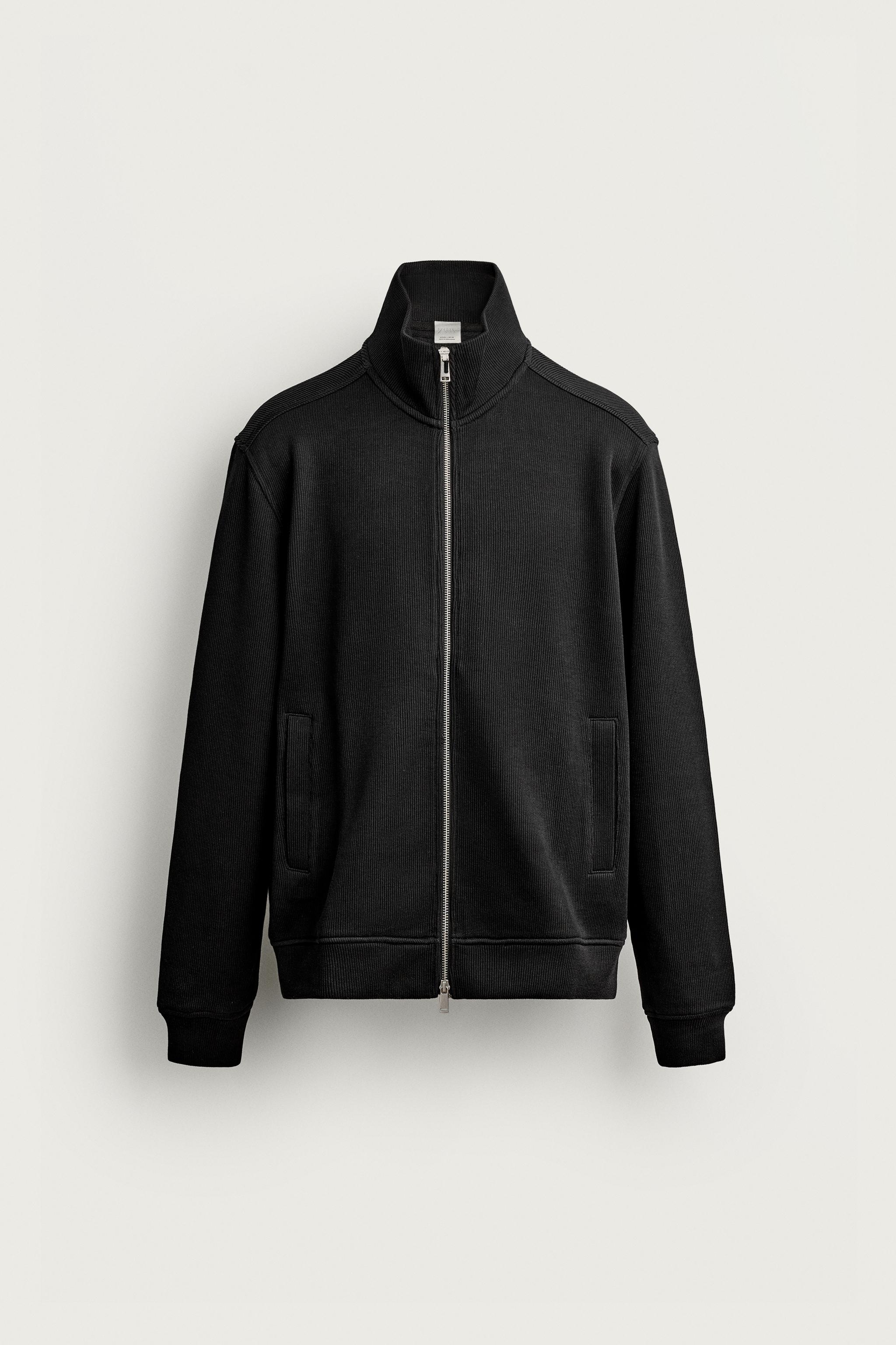 REGULAR FIT ZIP-UP JACKET — Black