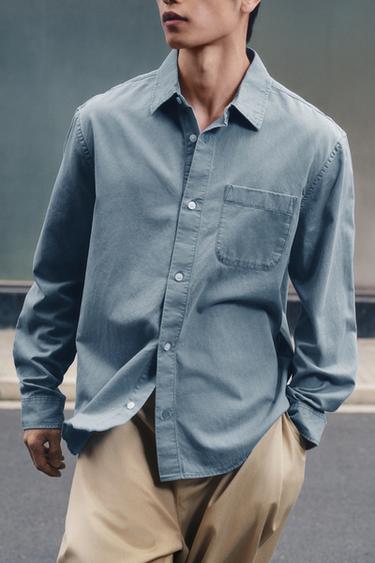 Zara 水洗飄逸襯衫 - 藍色