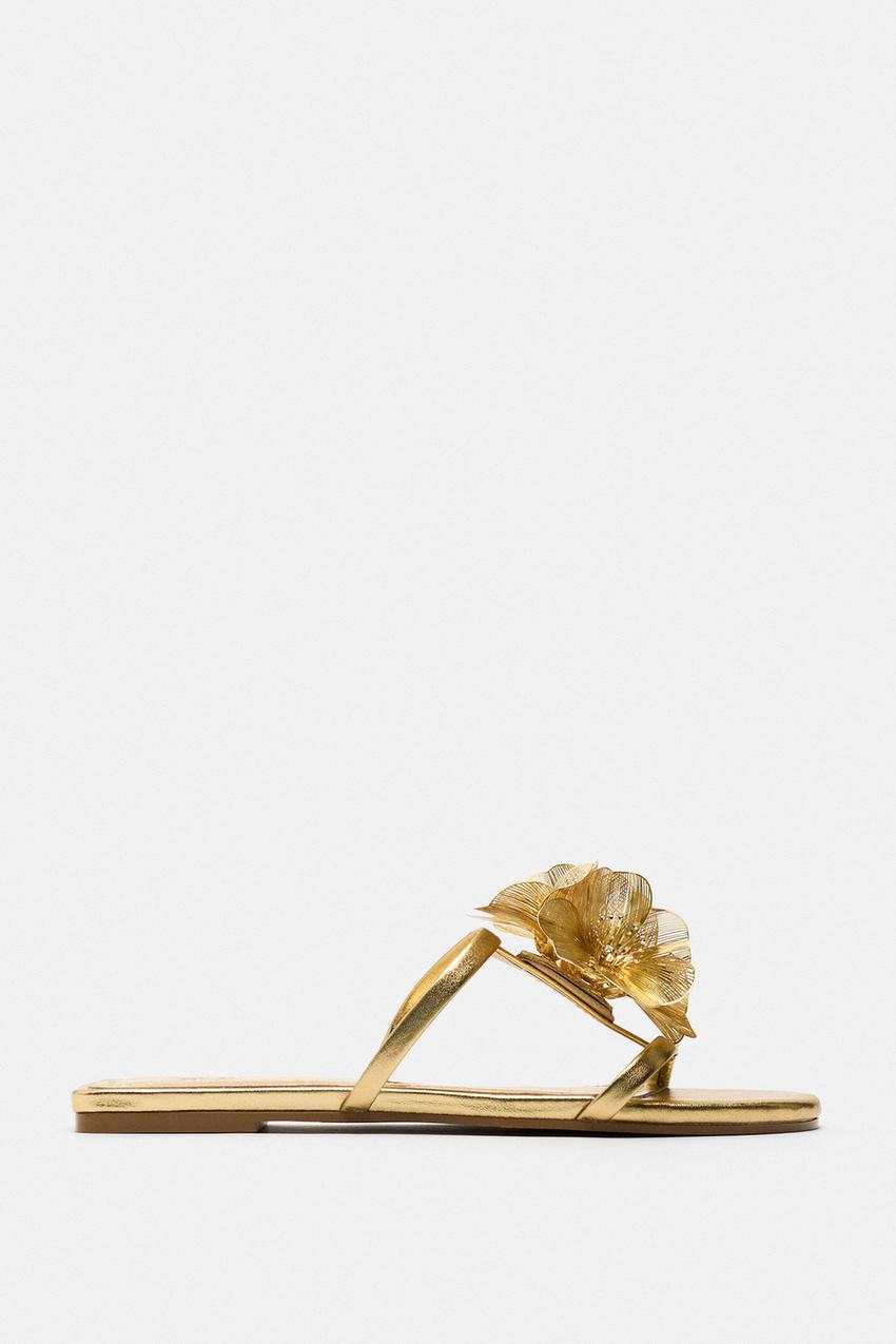 Ladies Full Embellished Comfort Thong Sandal - Gold