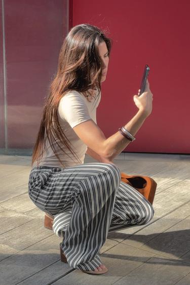 STRIPED WIDE-LEG TROUSERS - White / Navy by Zara