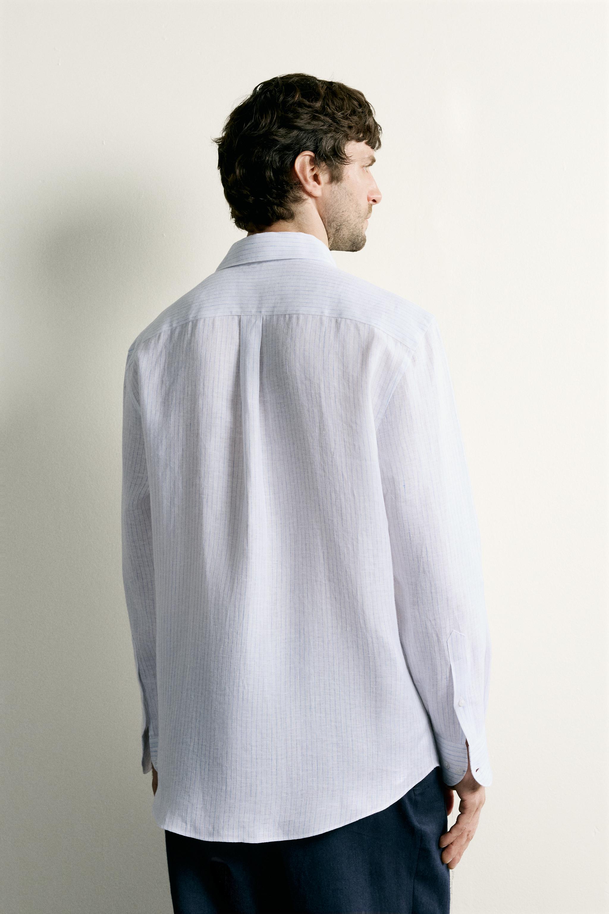 Zara %100 KETEN REGULAR FIT GÖMLEK görsel 3