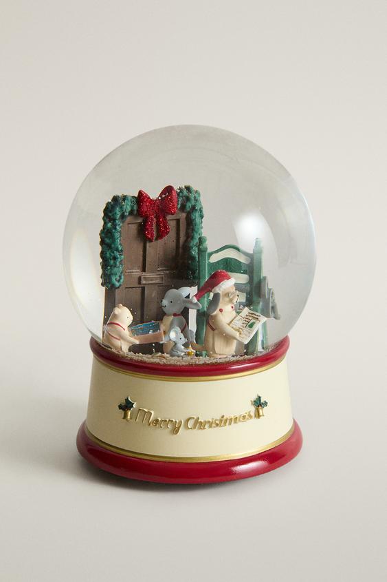 Weihnachtliche Schneekugel mit Tieren - Cremefarben / Rot von Zara - Bild 0