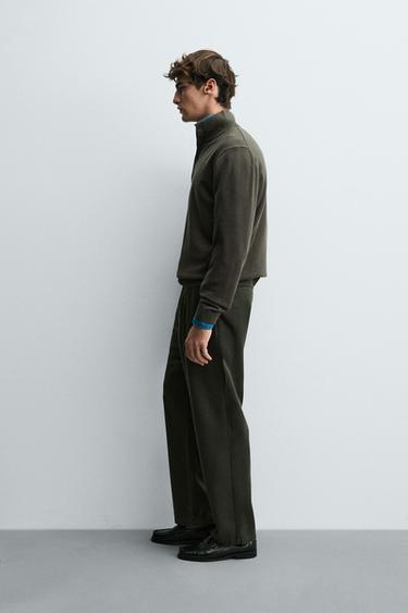 BUTTON-UP HIGH NECK SWEATER - Grey green by Zara - Image 3