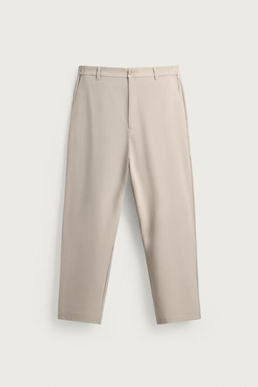 Zara REGULAR FIT COMFORT PANTS - Beige