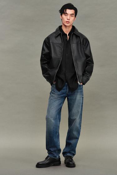 LEATHER EFFECT BOMBER JACKET - Black by Zara