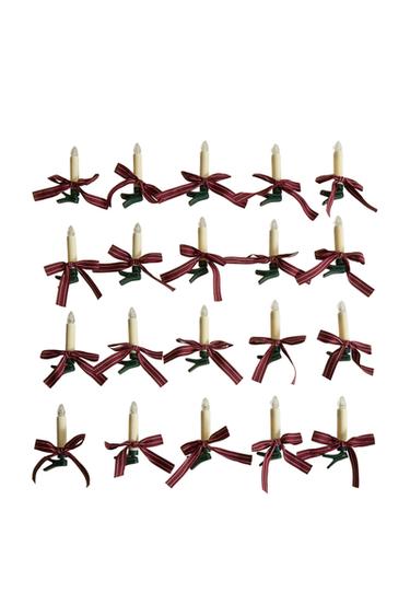 DECORATIEVE KAARSVERLICHTING MET STRIK VOOR KERSTBOOM (SET VAN 20) - Roomkleur van Zara