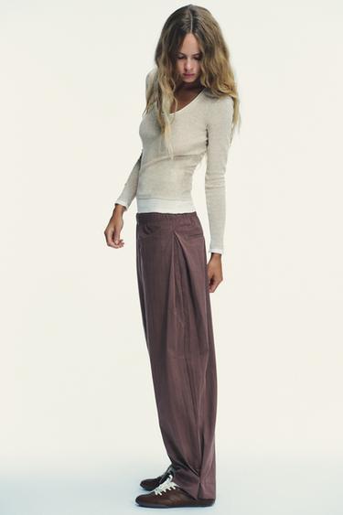 DOUBLE EFFECT T-SHIRT - Beige marl by Zara - Image 2