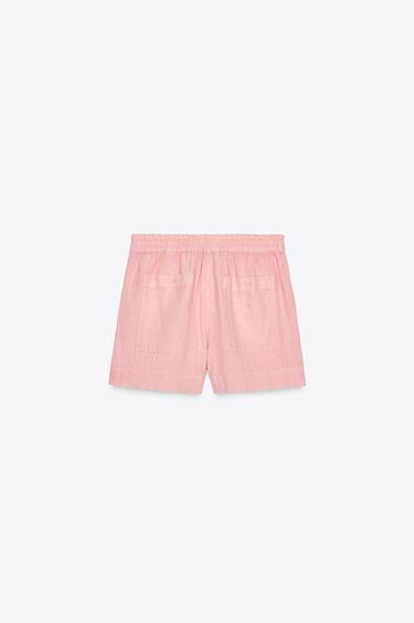 100% LINEN SHORTS ZW COLLECTION - Pink by Zara - Image 6