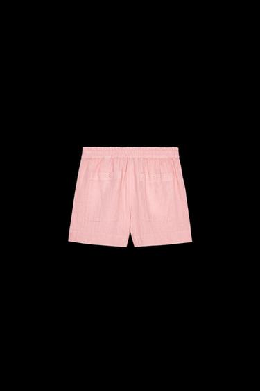 100% LINEN SHORTS ZW COLLECTION - Pink by Zara