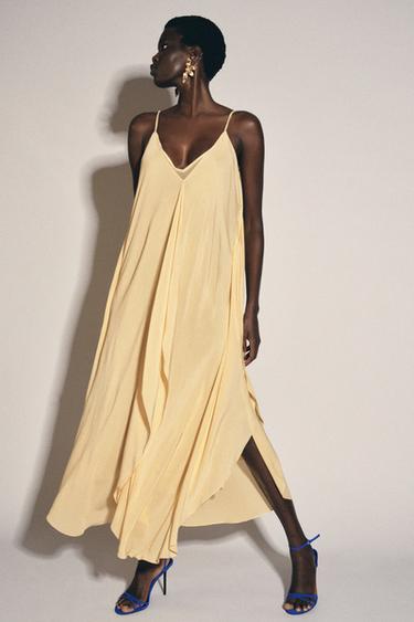 ZW COLLECTION LIMITED EDITION FLOWING DRESS WITH RUFFLES - Yellow by Zara
