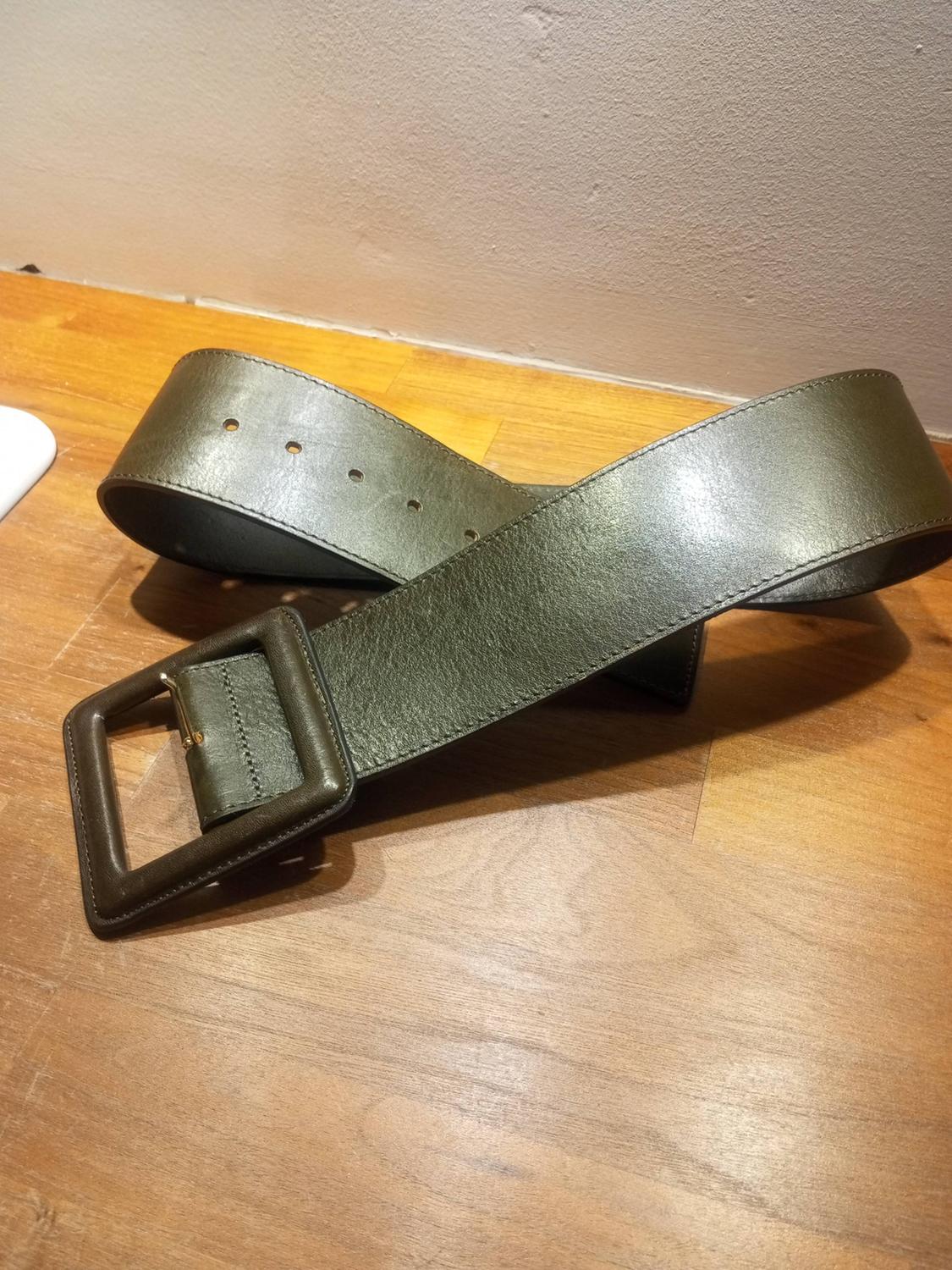 LEATHER BELT WITH LINED BUCKLE - Image 5