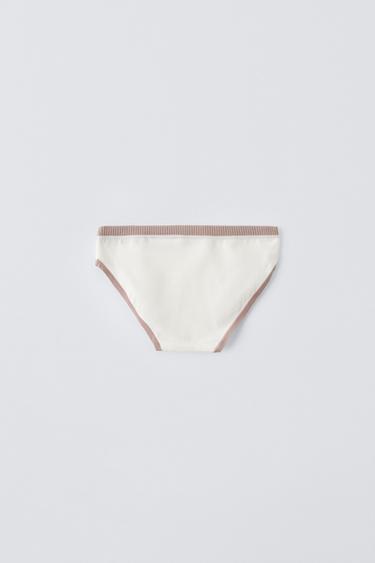 AGES 6-14/ SIX-PACK OF RIBBED BRIEFS WITH CONTRAST TRIM - Ecru by Zara - Image 3