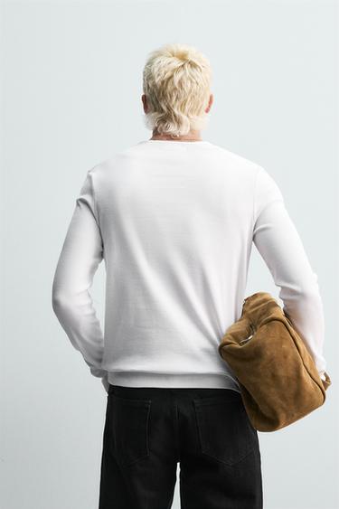 RIBBED T-SHIRT WITH BUTTONED NECKLINE - White by Zara - Image 2