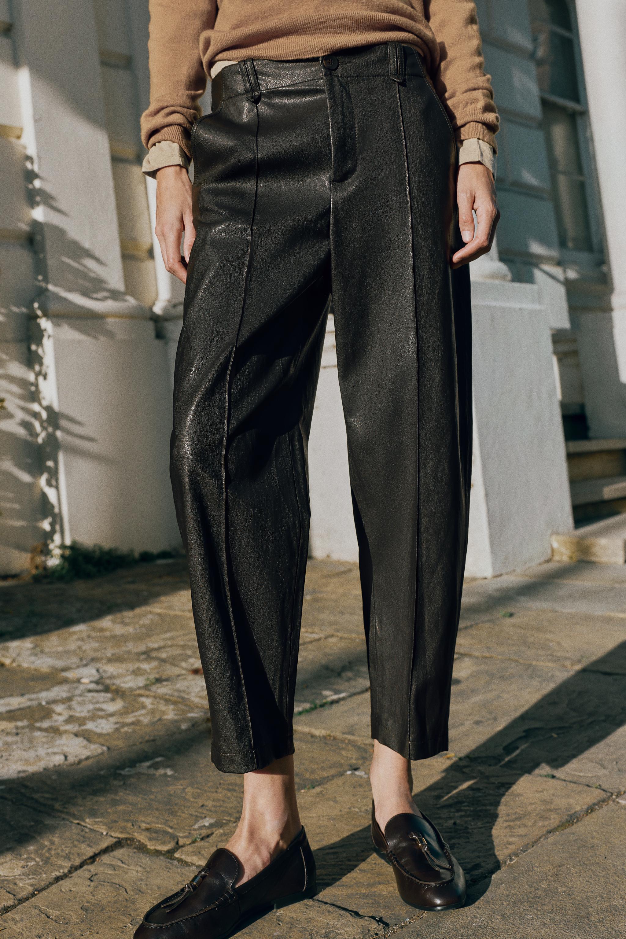 FAUX LEATHER SEAM PANTS