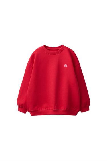 Sudadera de felpa con bordado de margarita