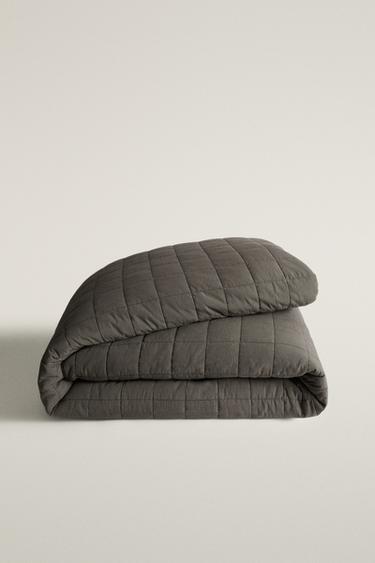 180-THREAD-COUNT PERCALE COTTON SQUARE QUILT - Dark grey by Zara