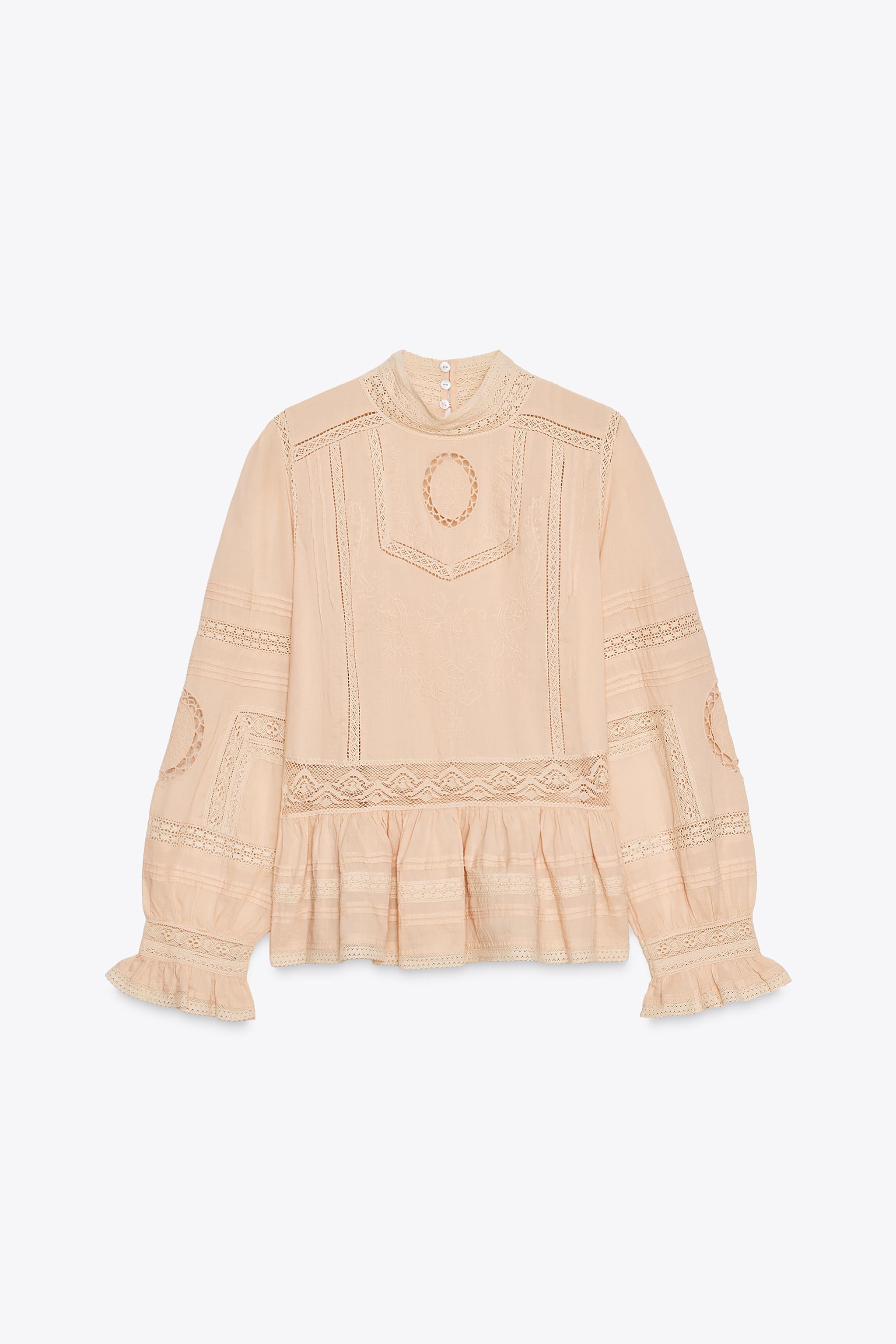 ZW COLLECTION EMBROIDERED ROMANTIC SHIRT - Pale pink | ZARA