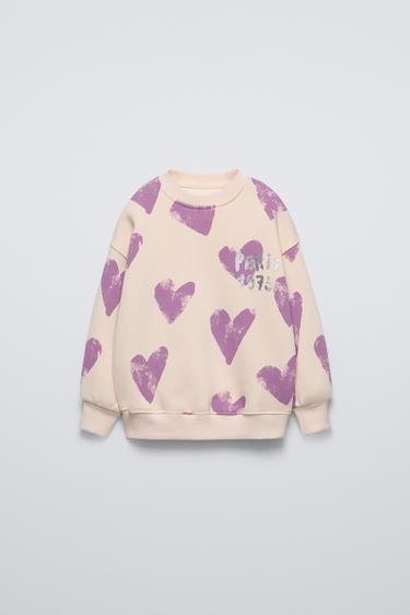 Zara SPARKLY PRINT SWEATSHIRT - Ecru