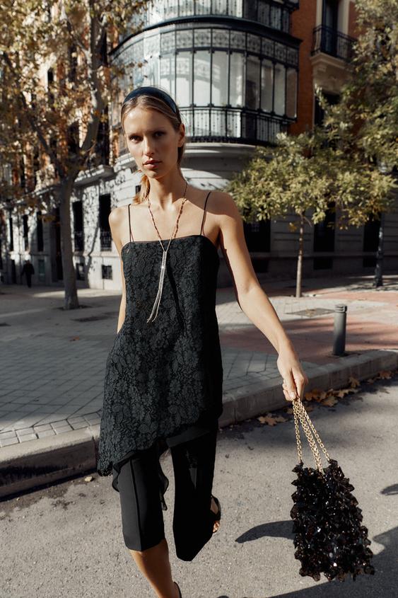 ASYMMETRIC LACE LONG TOP