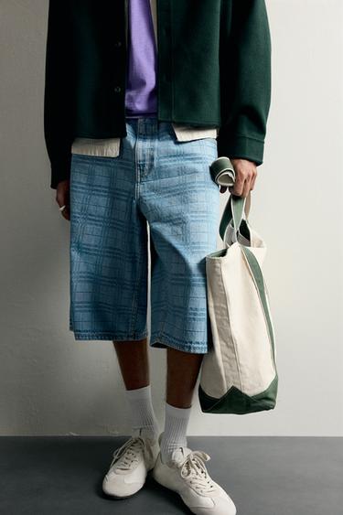JORTS DENIM LAVADO ESTAMPADO - Azul claro de Zara