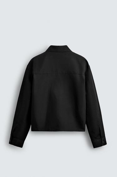 SURCHEMISE COUPE DÉCONTRACTÉE À POCHES - Noir de Zara - Image 7