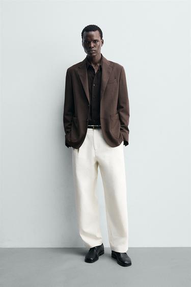 BLAZER REGULAR FIT 100% LANA - Marrón de Zara - Imagen 0