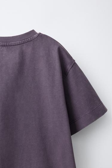 T-SHIRT EFFET DÉLAVÉ HEAVY WEIGHT - Violet de Zara - Image 3