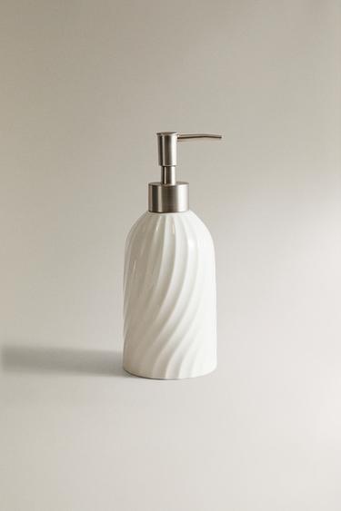 Zara CERAMIC EMBOSSED SOAP DISPENSER - White - Image 0