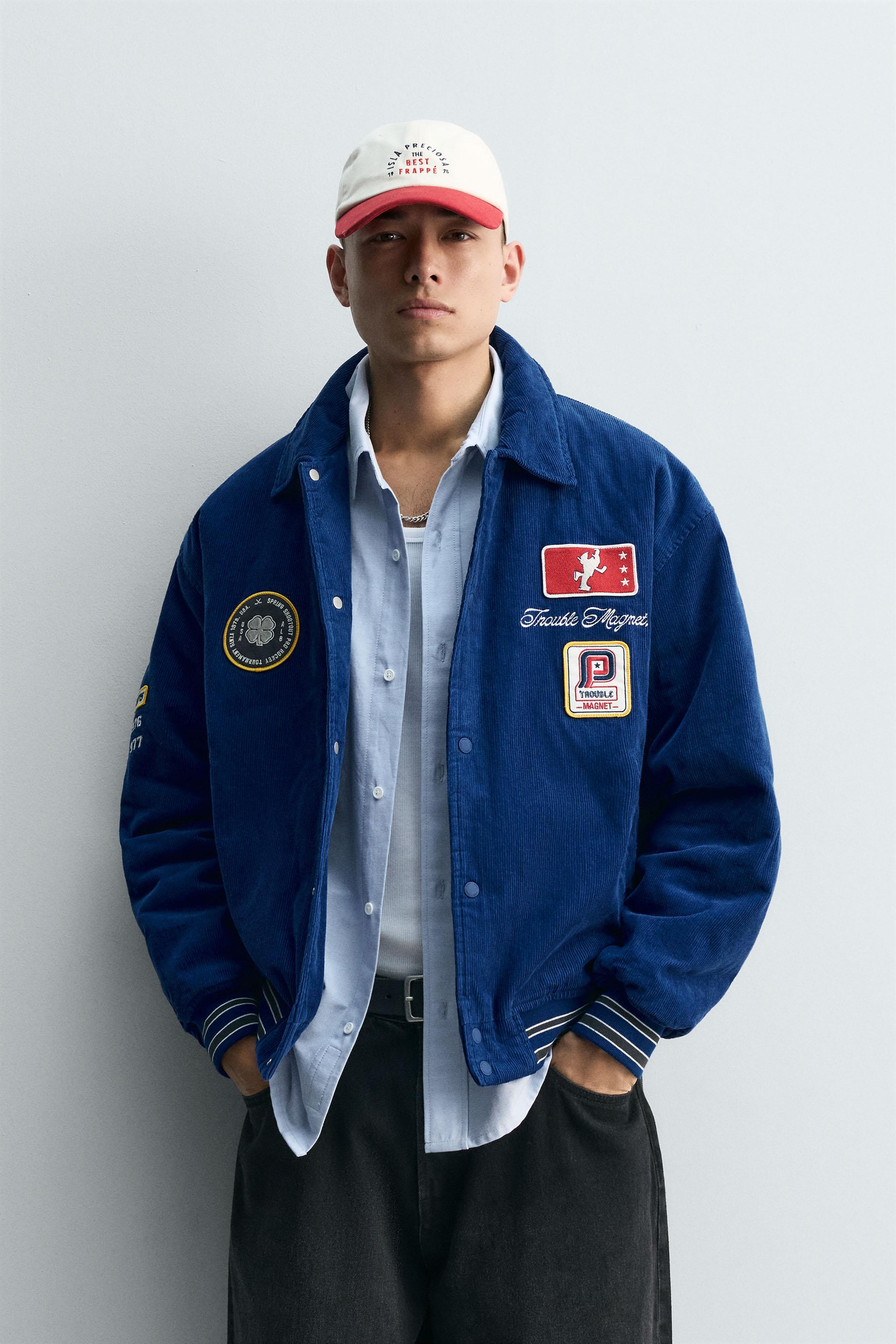 CORDUROY JACKET WITH EMBROIDERED PATCHES - Bluish | ZARA South Africa
