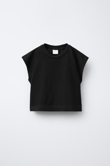Zara PLAIN T-SHIRT - Black