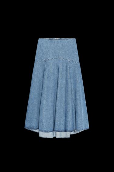 ZW COLLECTION DENIM MIDI SKIRT - Mid-blue by Zara