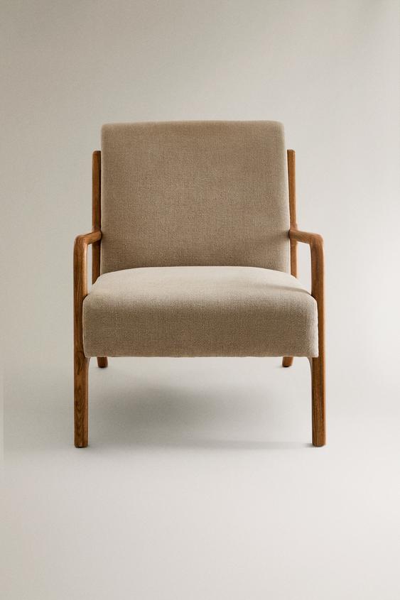 ASH WOOD AND LINEN ACCENT CHAIR - Light beige by Zara - Image 0