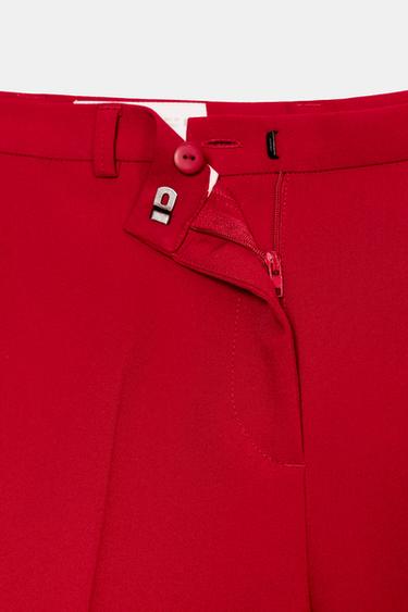 PANTALON DROIT TAILLE HAUTE - Rouge de Zara - Image 10