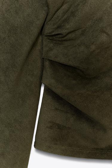 DRAPED FAUX SUEDE TOP - Khaki by Zara - Image 5