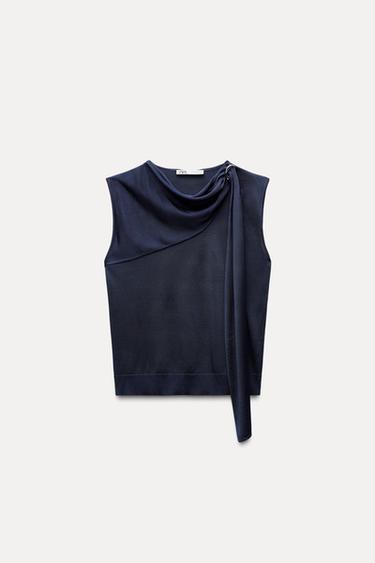 KNIT TOP WITH GOLDEN APPLIQUÉ - Navy blue by Zara