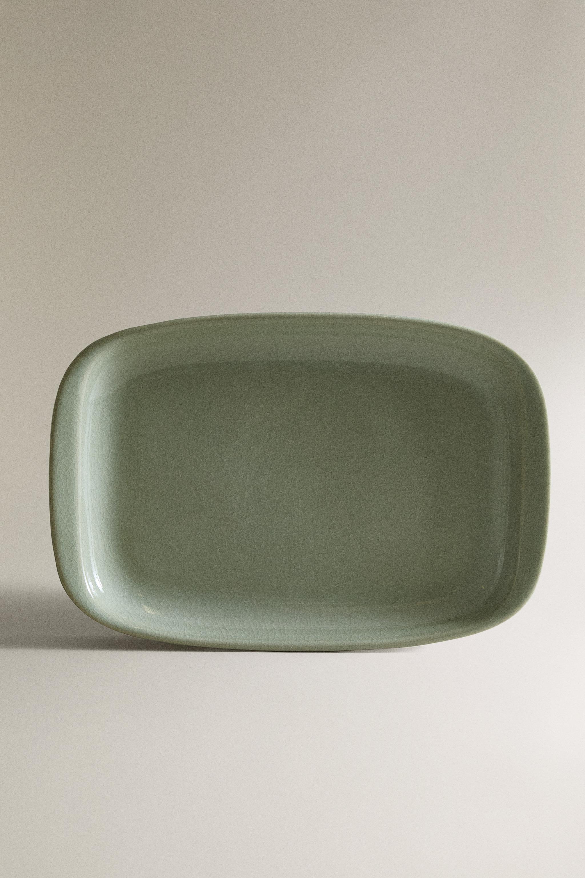ENAMELED STONEWARE SERVING DISH