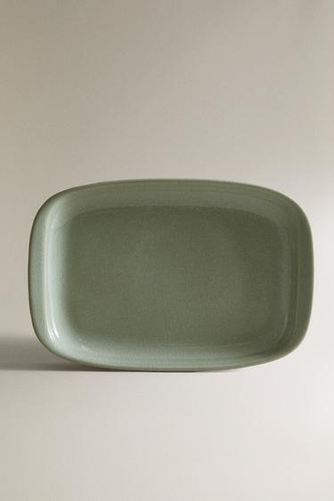 ENAMELLED STONEWARE SERVING DISH - Sea green by Zara