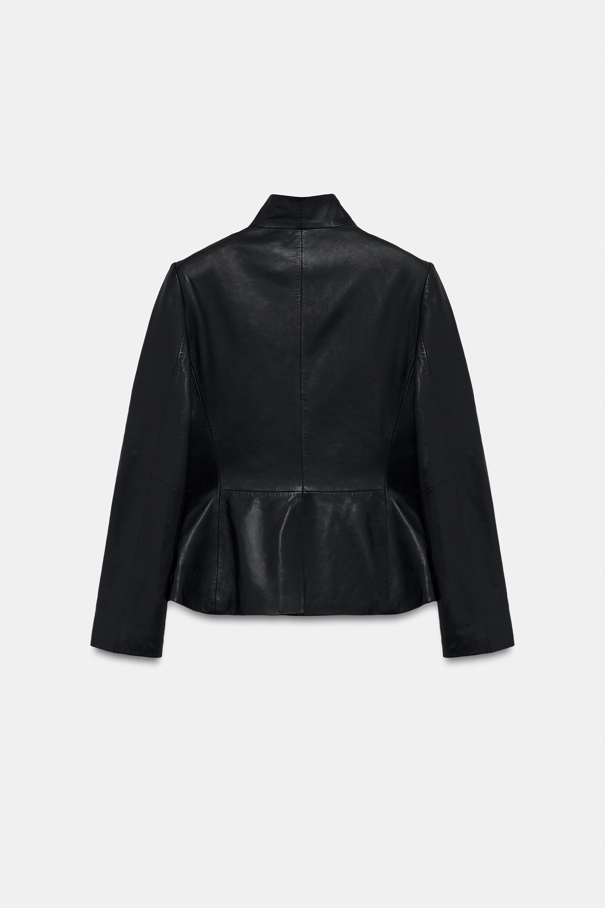 Zara ZW COLLECTION 100% LEATHER DOUBLE-BREASTED BLAZER — фото 8