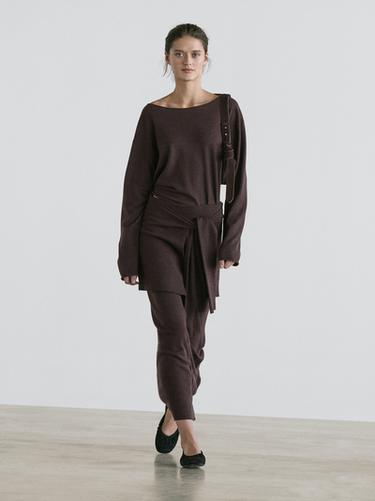 Zara Knit skirt with knotted sleeve details - Chocolate