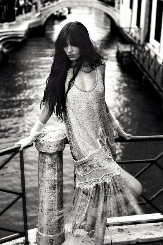 Zara ZW COLLECTION LIMITED EDITION BEADED FRINGE STRAPPY DRESS - Pearl / Beige - Image 0